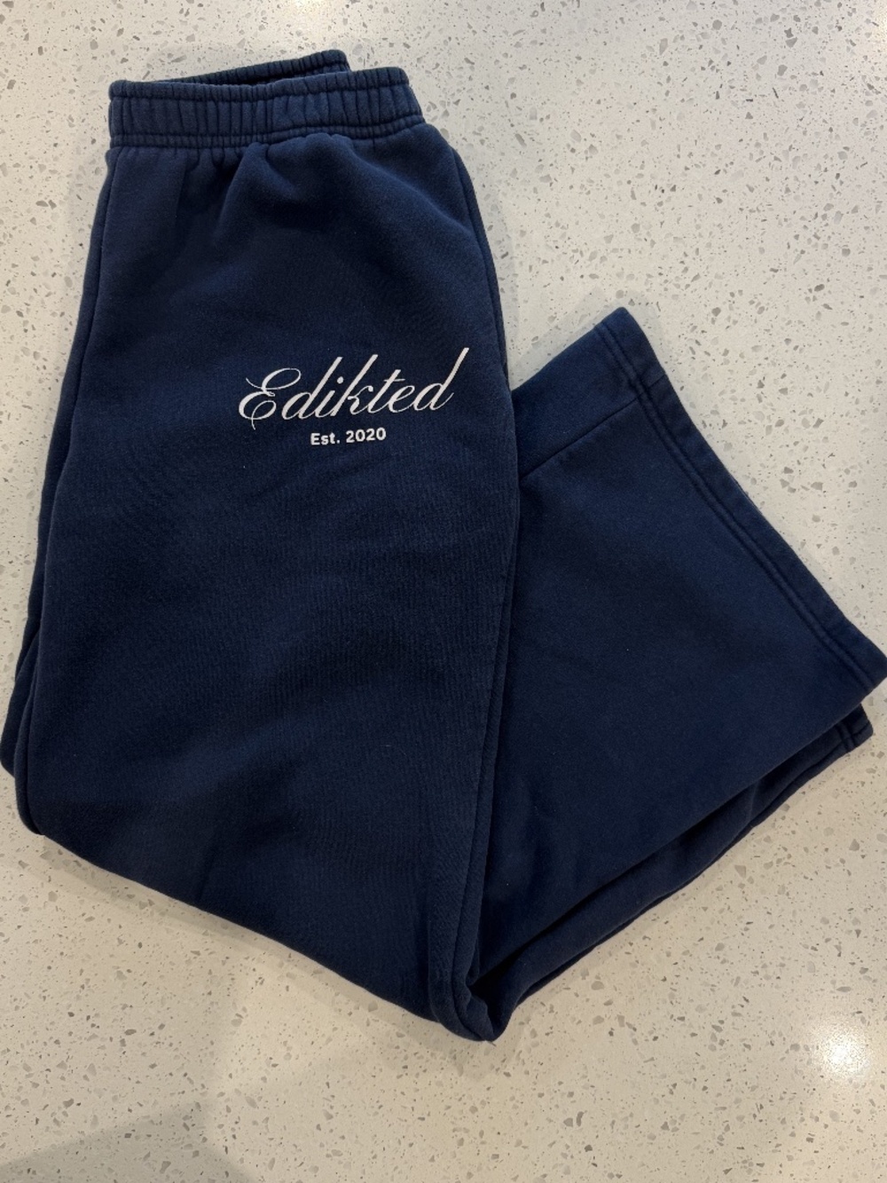 Edikted - Navy Blue Wide-leg Sweatpants - Size Medium